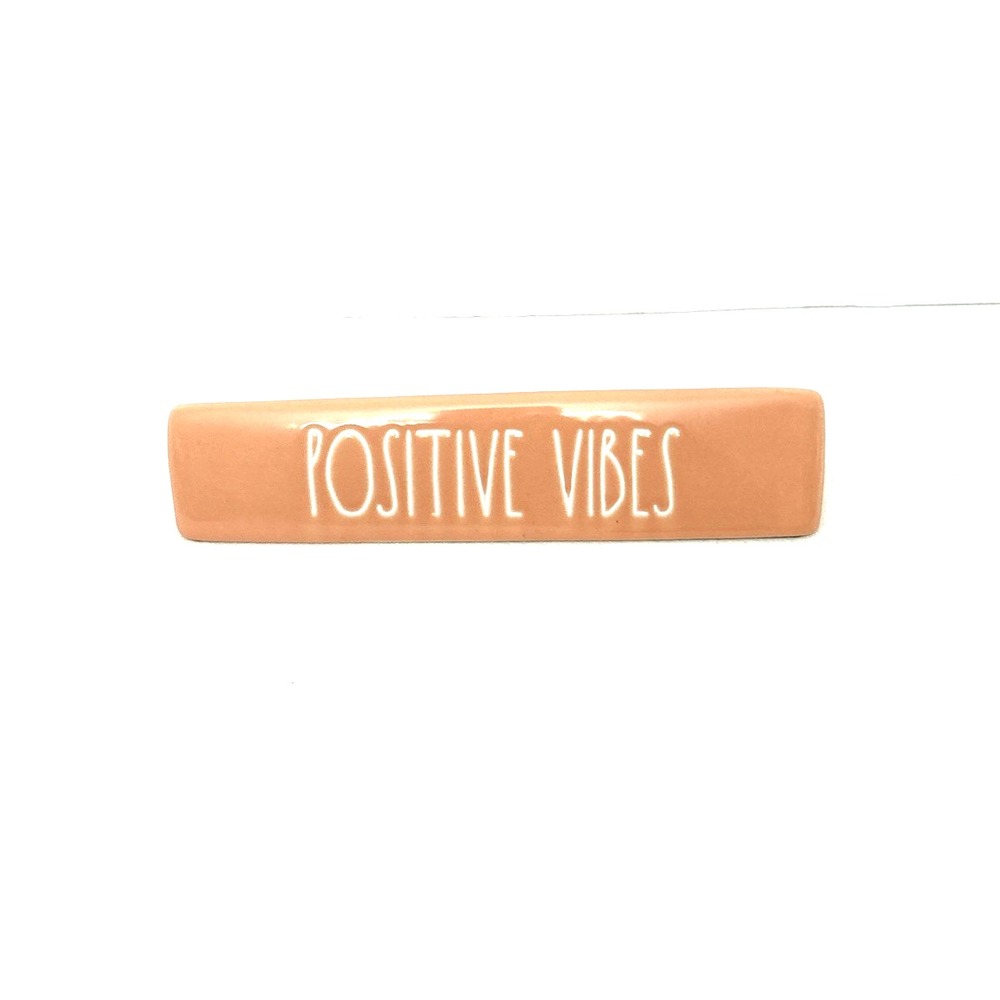 Rae Dunn Artisan Collection by Magenta Desk Plaque Positive Vibes Peach Ceramic